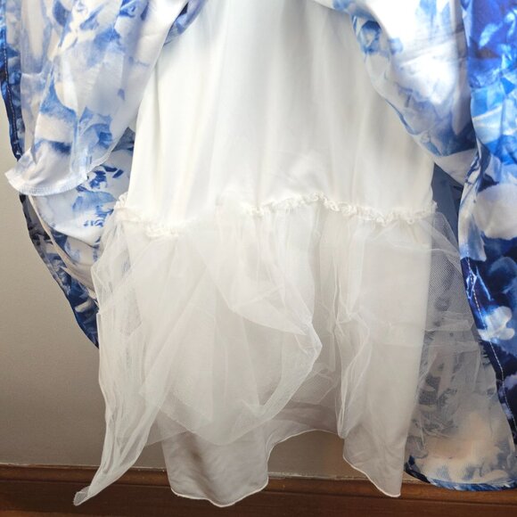 Speechless Kids Girls Formal Dress Size 8 Blue Floral Sleeveless Pearls Ballgown - Picture 8 of 8